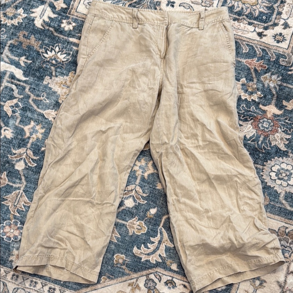 Willi Smith 100% Linen Size 8 Kate Fit Khaki Chinos Relaxed Fit